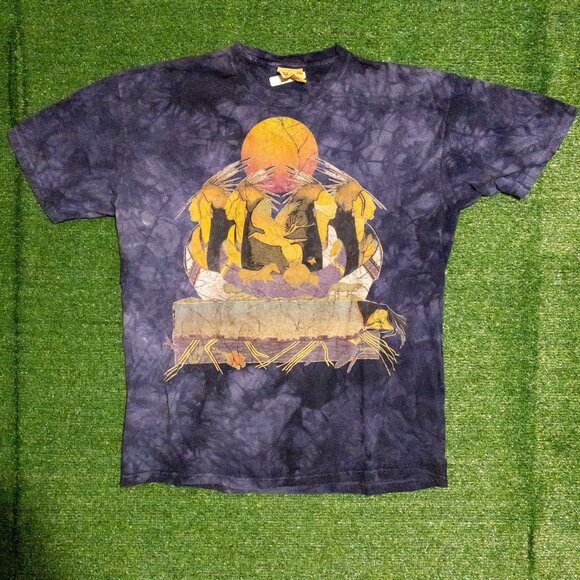VINTAGE 1995 THE MOUNTAIN MENS T SHIRT GINA GRAY ALL OVER PRINT TIE DYE SIZE XXL - Picture 1 of 4